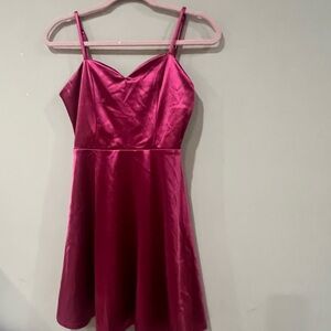 Lulus fit and flare  Pink Satin Dress